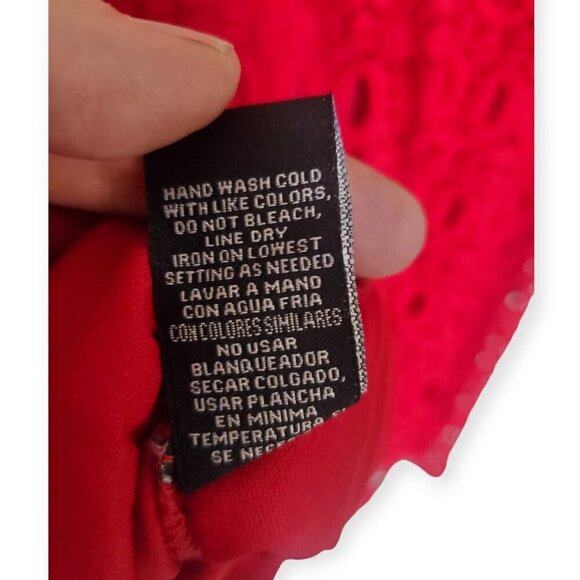 Karin Stevens Red Lace Crochet Dress Size 14 - Picture 15 of 15